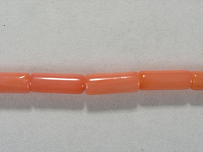 Бусина из коралла розового, облагороженного, фигурная, 2x6 мм (цилиндр, гладкая)