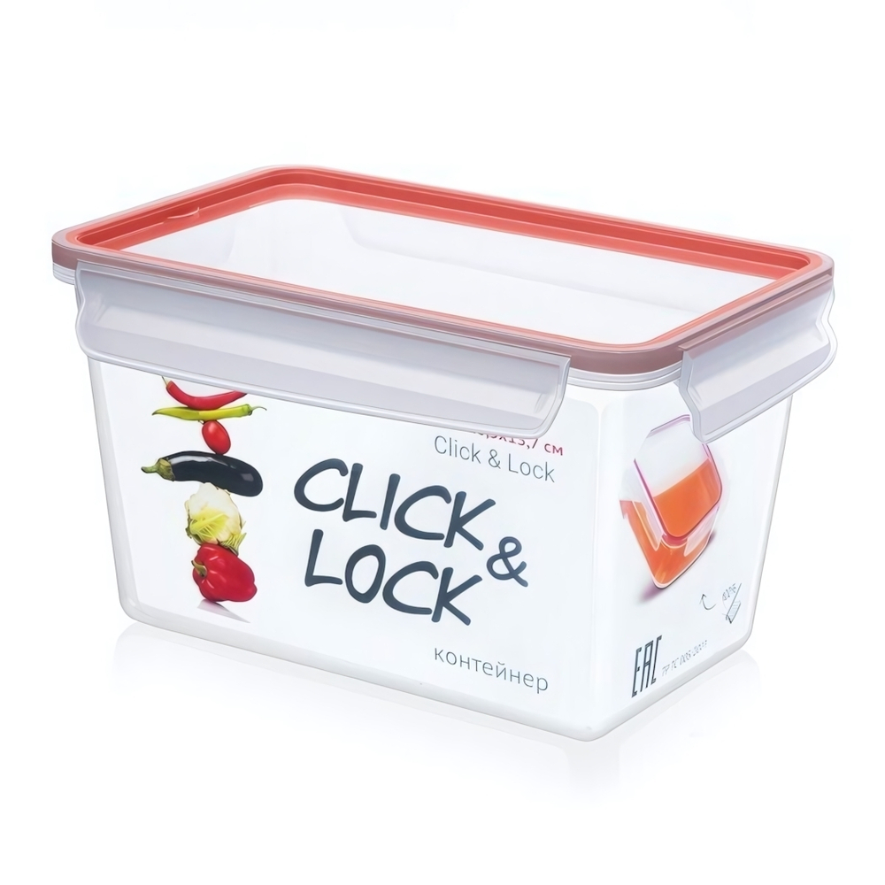 Контейнер для продуктов герметичный "Click&Lock" 3 л (прозрачный) с мерной шкалой
