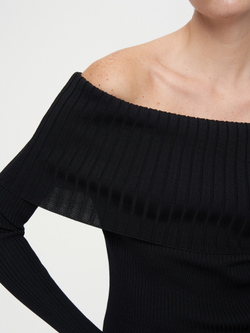 Топ трикотажный с отворотом и длинными рукавами