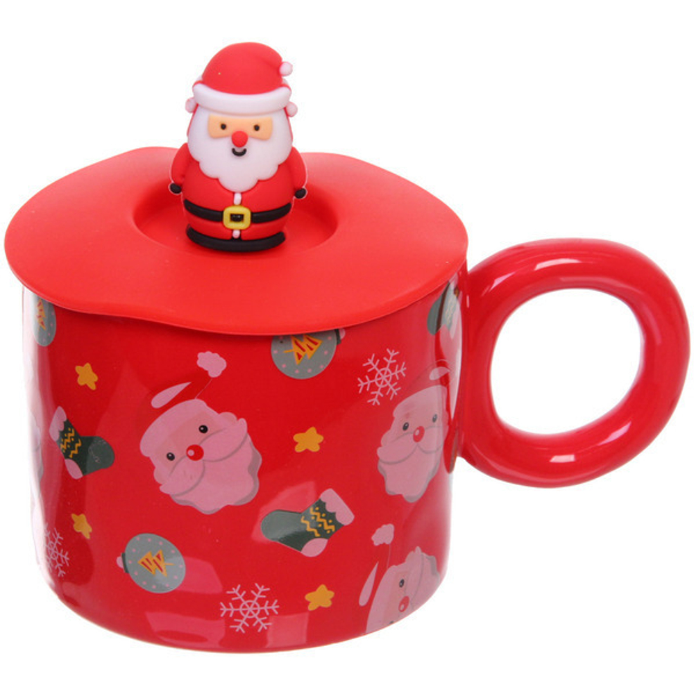 Кружка керамическая 400мл «Новогодние символы» с крышкой