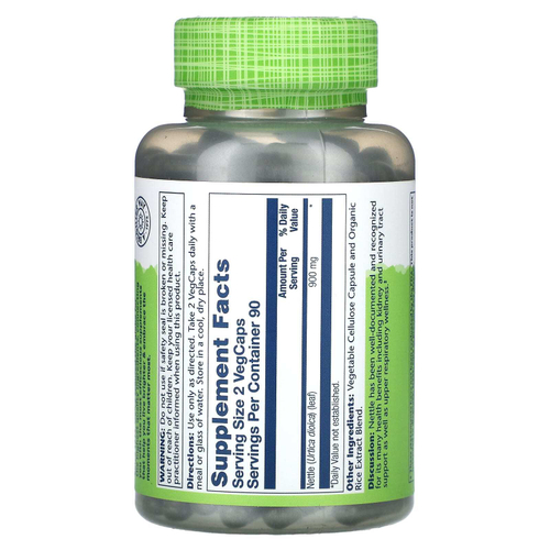 Solaray, True Herbs, крапива, 180 вегетарианских капсул (450 мг в капсуле)