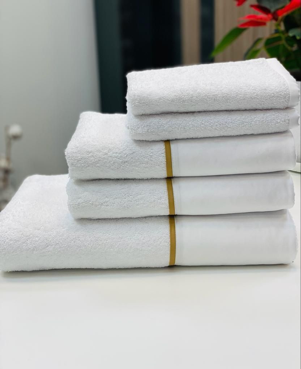 Набор полотенец 5шт Claire Batiste Atelier Brise белый с зеленым кантом