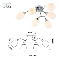 Люстра Rivoli Hollie 3135-306 6 х Е27 60 Вт модерн | Лайт