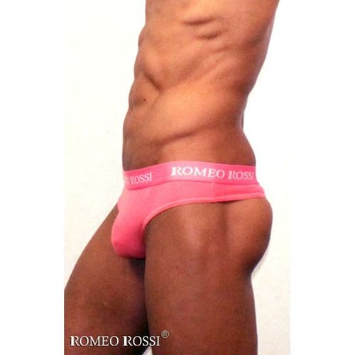 Мужские трусы стринги  c резинкой Romeo Rossi коралловые RR1006-12