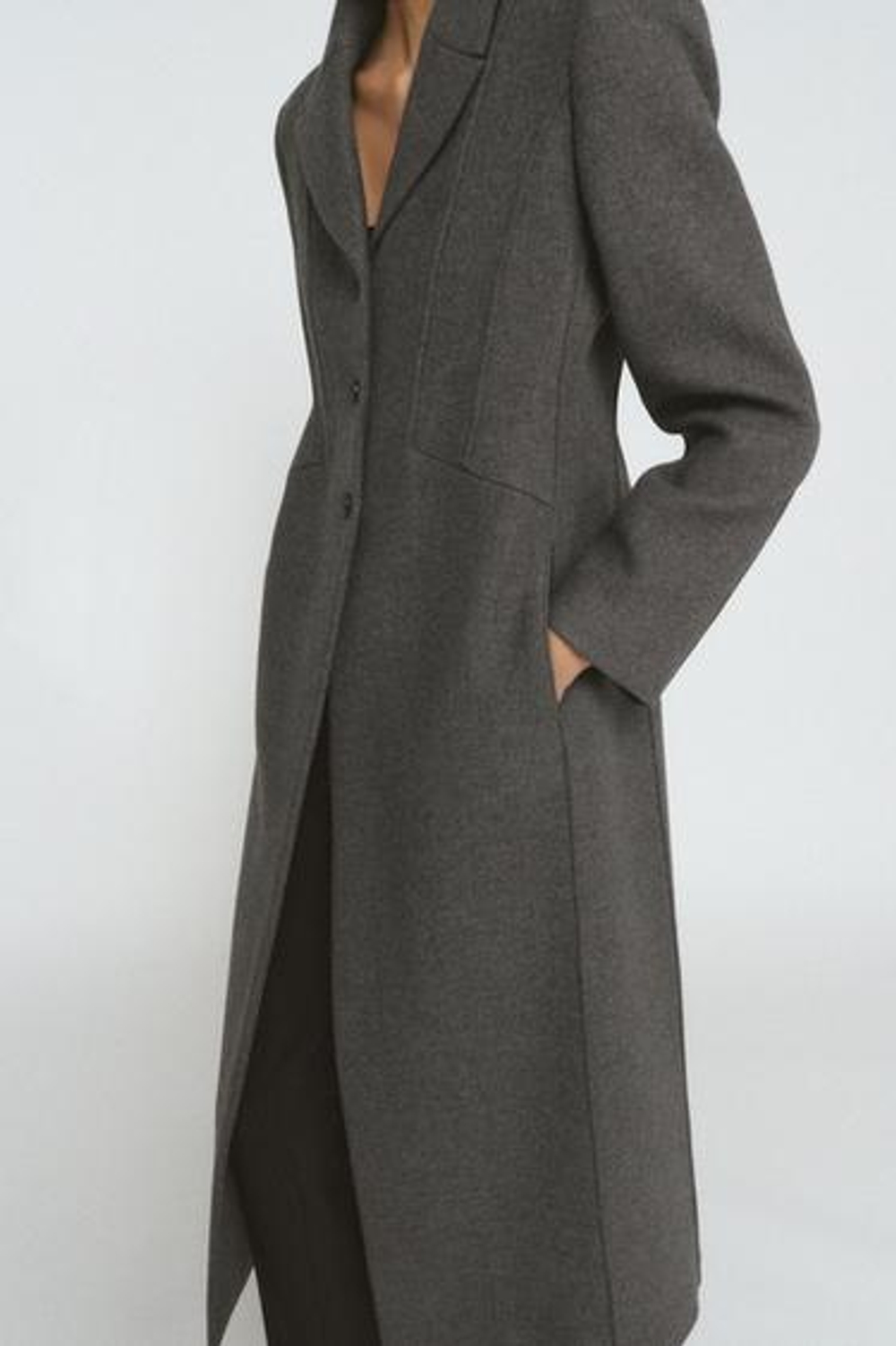 Мантеко шерстяной пальто, облегающий силуэт, ZW COLLECTION LIMITED EDITION