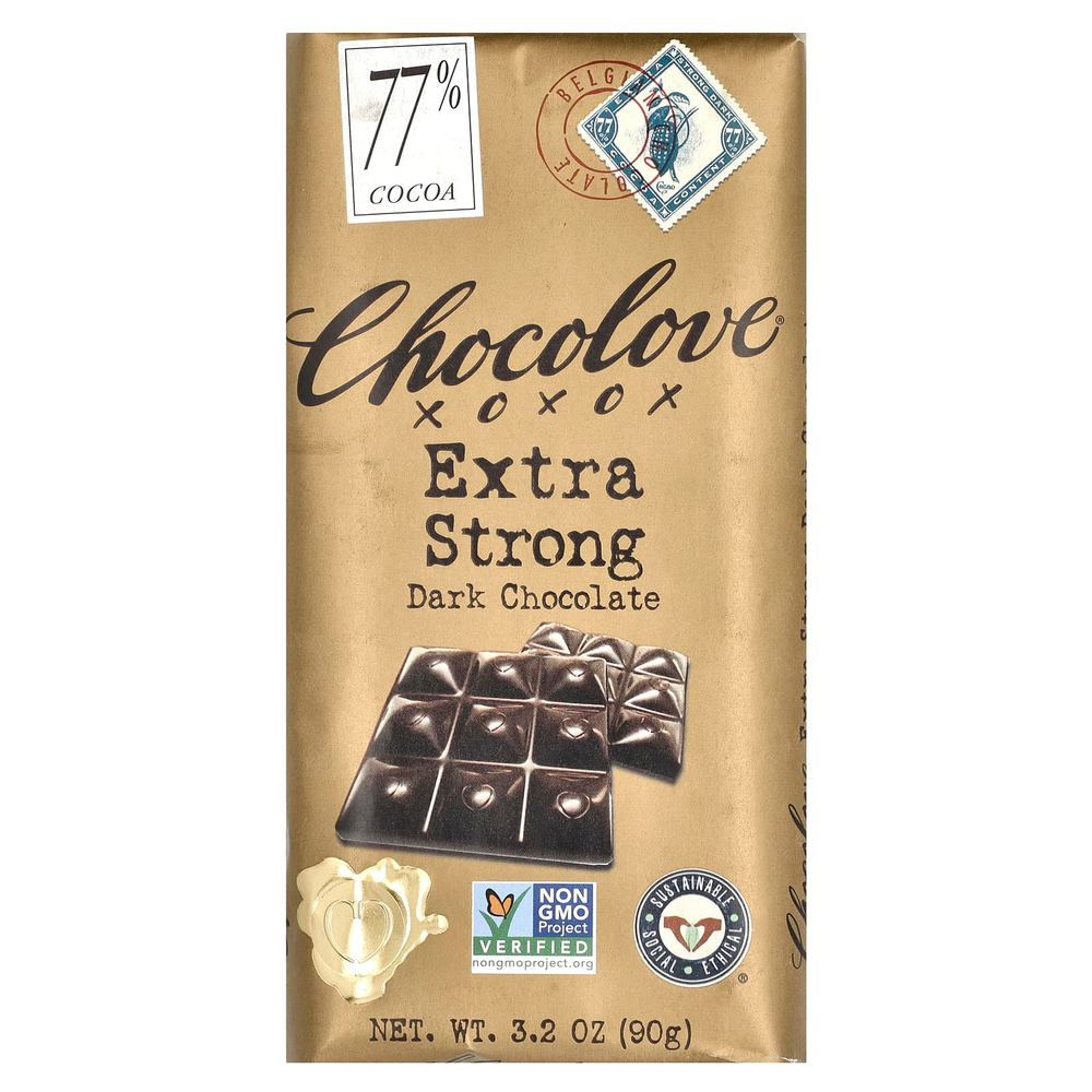 Chocolove, экстрагорький черный шоколад, 77 какао, 90 г (3,2 унции)