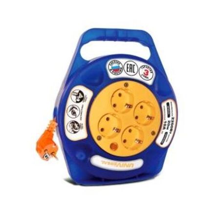 Удлинитель "UNIVersal" У10-015 термо ПВС 3*0,75 в закрытом корпусе 4гн. з/к, с защитными шторками 20