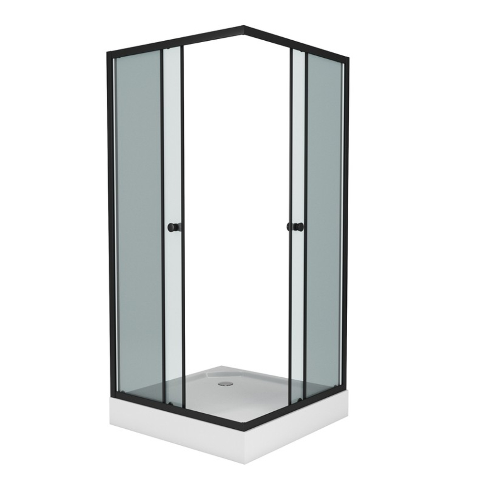 Душевой уголок Niagara Eco NG-008-14QT (80х80х195) низкий поддон(13см),черный,стекло тонированное,2 места