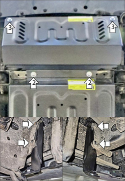 Защита радиатора, 2 мм, Сталь. для Great Wall Poer 2021-н.в., Motodor.73113