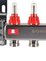Коллекторная группа 4 выхода из нержавеющей стали с расходомерами ROMMER RMS-1200-000004