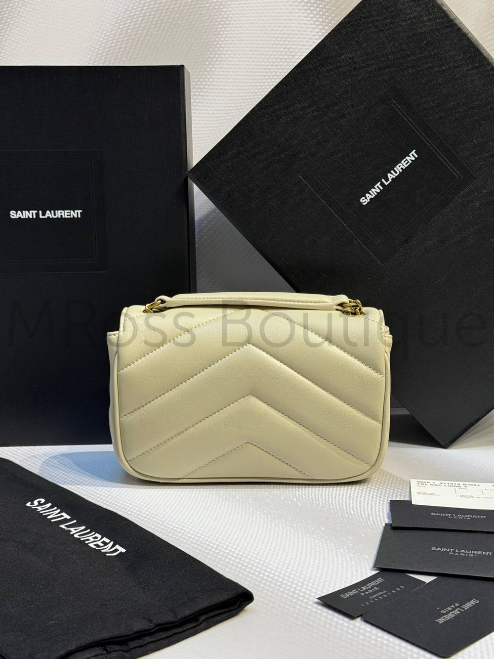 Женская сумка Yves Saint Laurent Small Loulou Matelasse молочного цвета маленькая