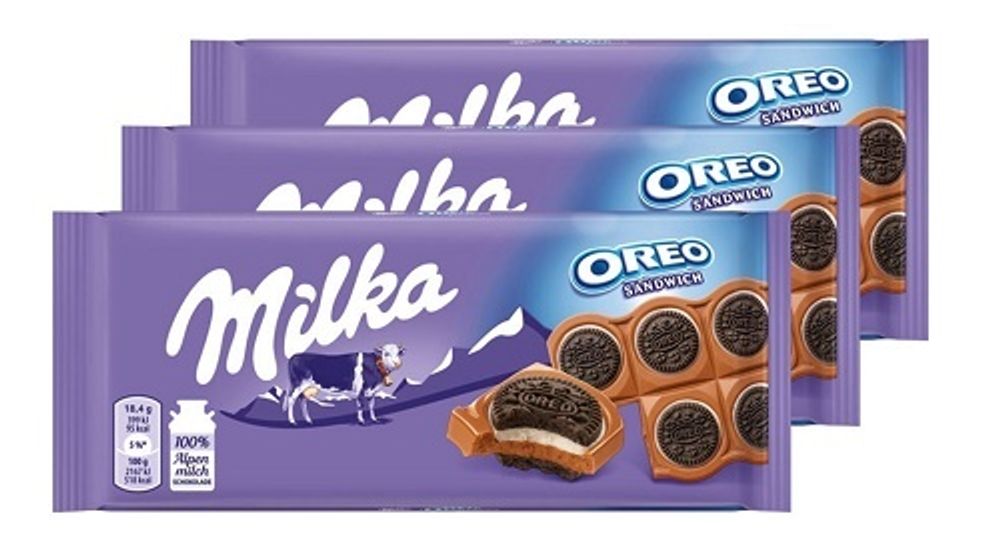 Шоколад молочный Milka Oreo с круглым печеньем. 92 гр