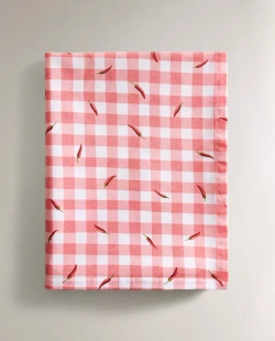 ZARA HOME ХЛОПКОВАЯ СКАТЕРТЬ В КЛЕТКУ С ПРИНТОМ, КРАСНЫЙ