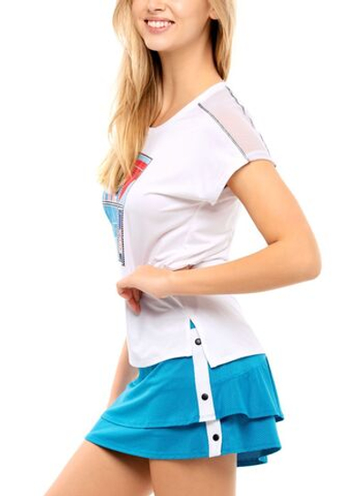 Женский топ теннисный Lucky in Love Post a Plaid Stamp it S/S - white