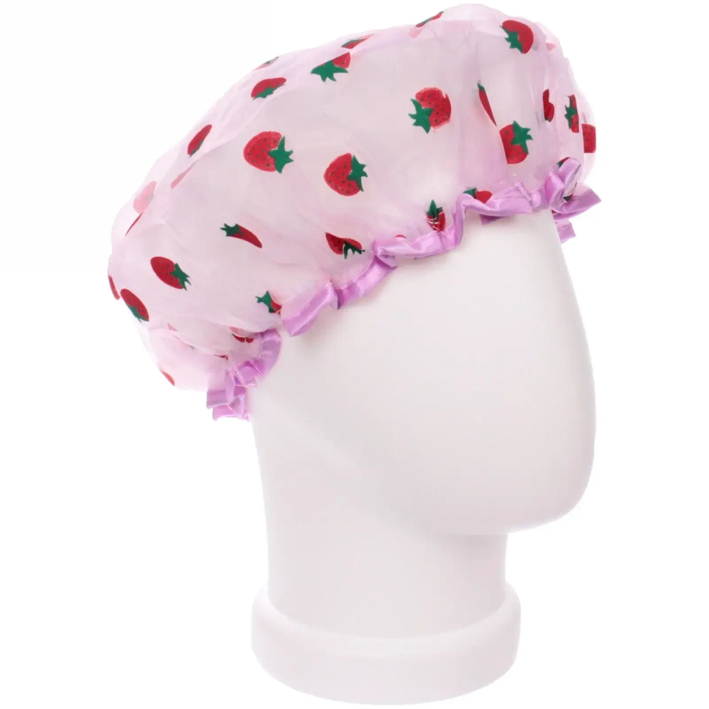 Шапочка для душа «Ультрамарин - Strawberry», микс 3 цвета, d-24 см (двухсторонняя, внутренний слой EVA)