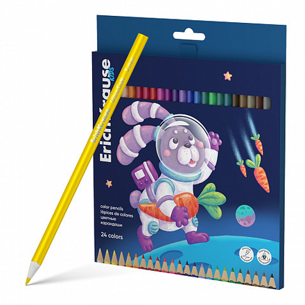 Карандаши цвет. 24цв  Erich Krause Kids Space Animals, трехгранные