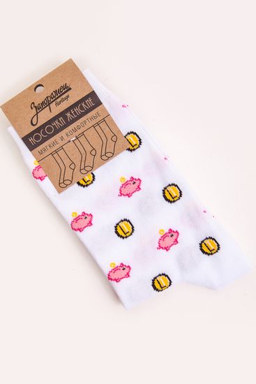 Носки ЗАПОРОЖЕЦ Свинки-Копилки 2 (женские) (Белый (Белый)