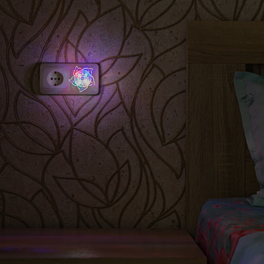 DTL-308-Цветок-RGB-4LED-0.5W Светильник-ночник. Выключатель на корпусе. Блистер