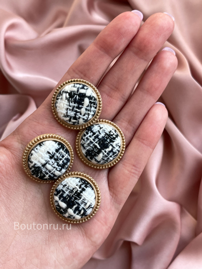 Пуговицы твидовые черно-белые