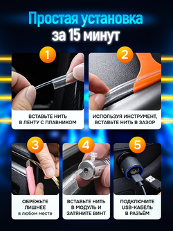 Подсветка в машину неоновая нить лента в салон