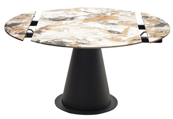 Стол TERAMO 135 GLOSS GRAND JADE SOLID CERAMIC, керамика, поворотн.механизм / Черный каркас