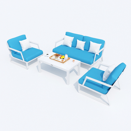 Лаунж зона Ideal Patio ЭСТИВО голубая - белый каркас