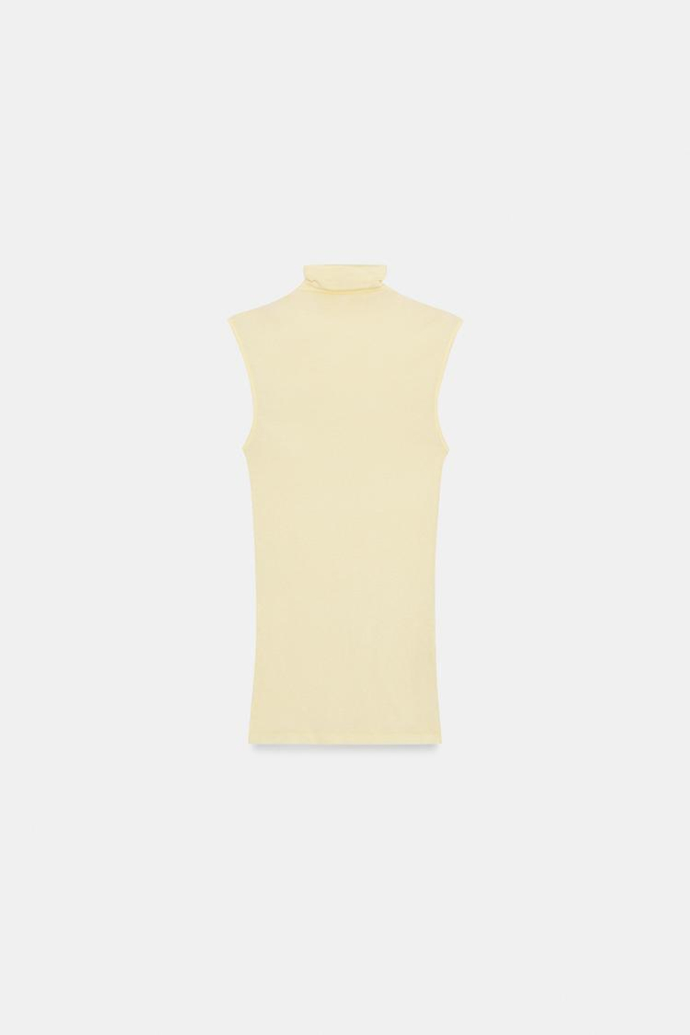 ZARA ФУТБОЛКА SUPIMA® С ВЫСОКИМ ВОРОТНИКОМ, ЦВЕТ СЛИВОЧНОГО МАСЛА