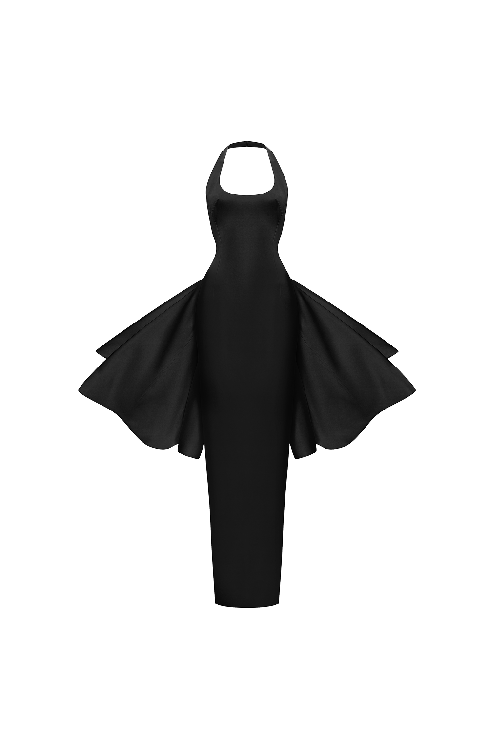 Платье макси из атласа со съемным шлейфом