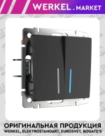 Выключатель двухклавишный с подсветкой (черный матовый) W1120108