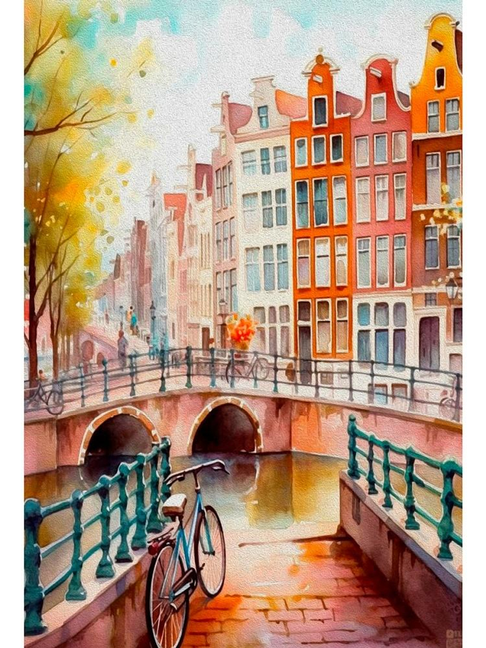 Алмазная мозаика 17*22см. блест. с подр. "Осенние улицы Амстердама" с полн.заполн.20цв. (Арт.НД-0772