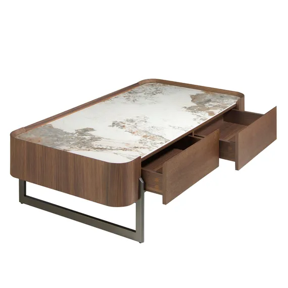 Прямоугольный журнальный стол 2131/437-D из ореха и керамики