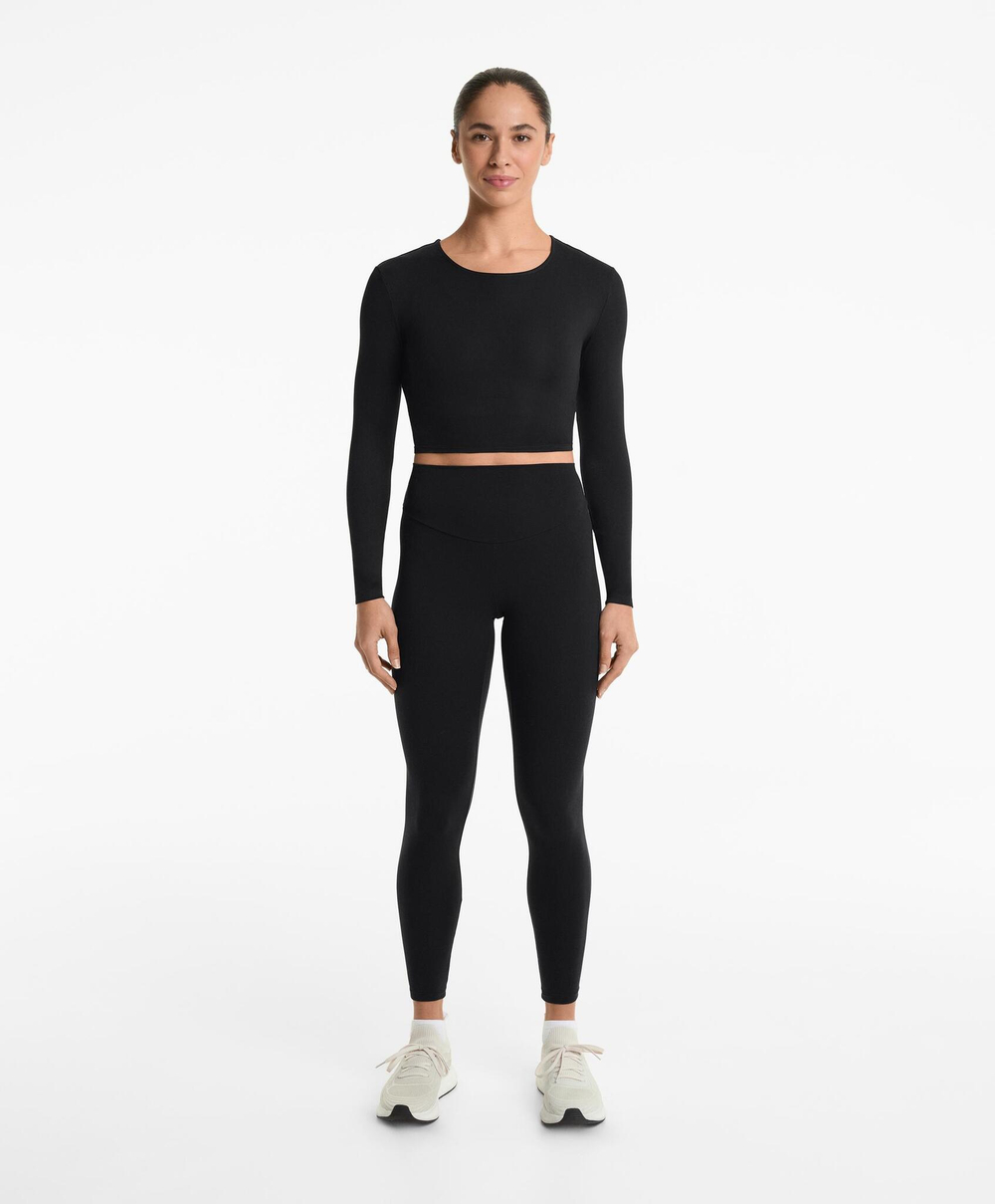 Oysho Футболка с длинным рукавом Comfortlux, черный