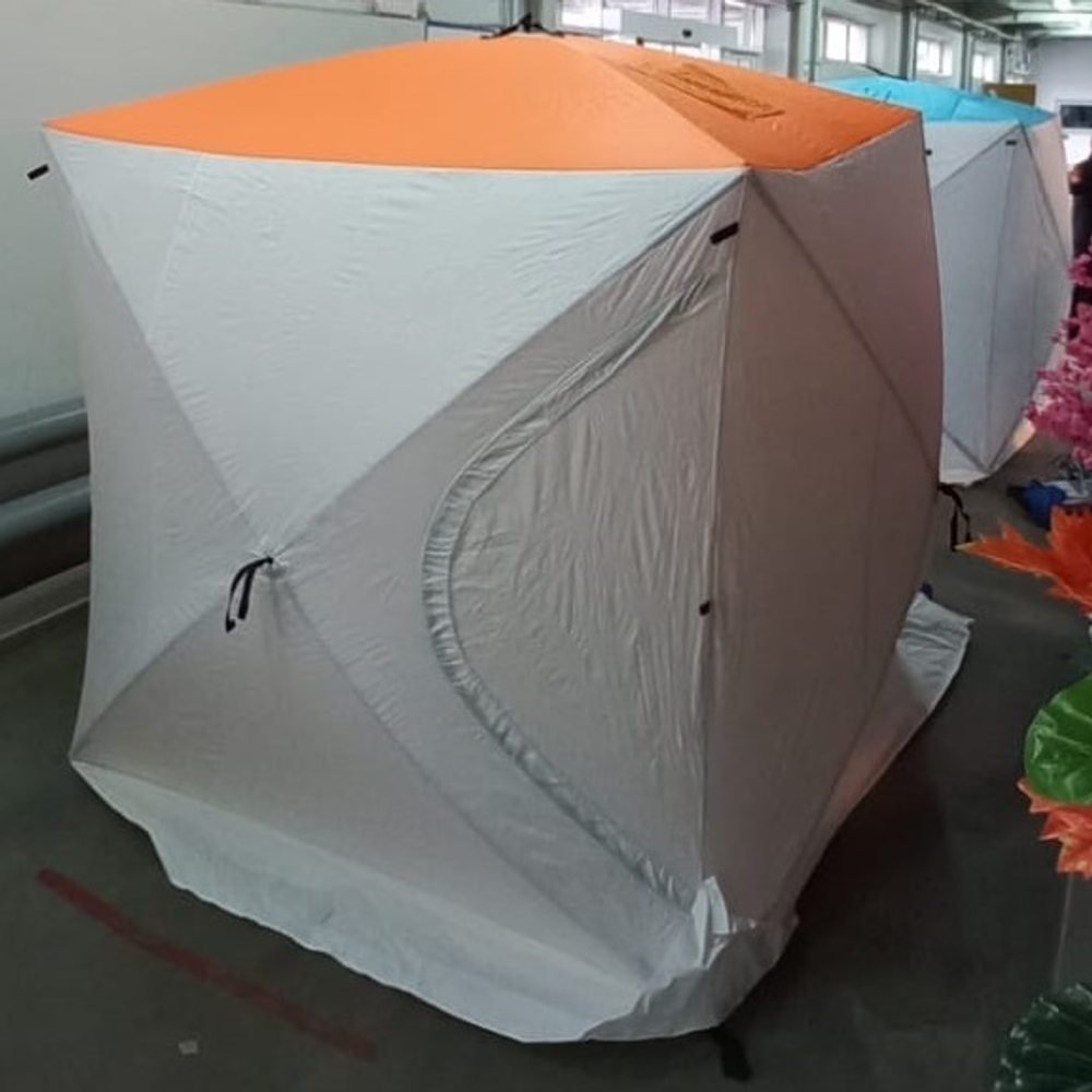 Недорогая зимняя палатка куб 2, 180х180х200 см, бело-синяя