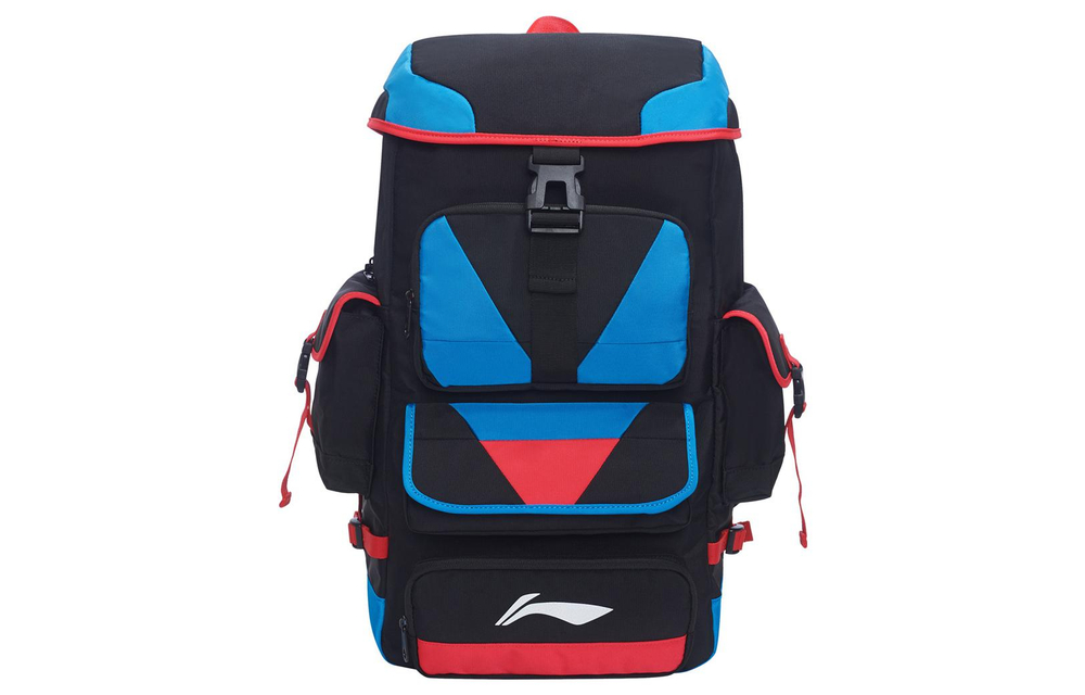 Li Ning Sports Basketball Collection Polyester Sports Backpack Regular Unisex Black Blue