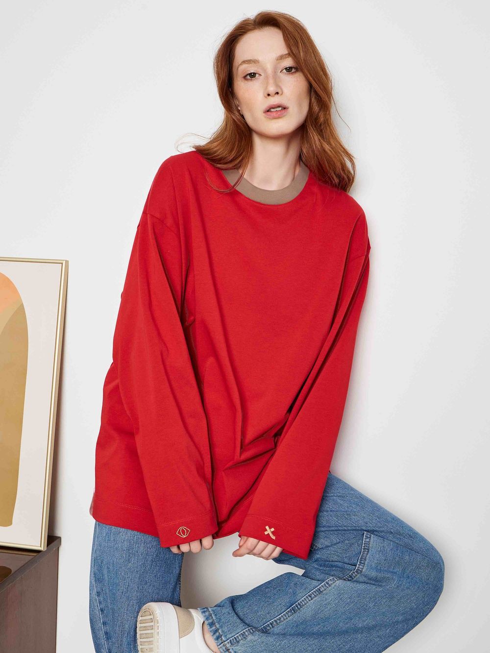 Лонгслив Toccotwo Nude neck Красный