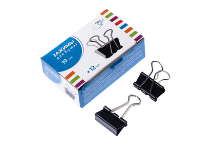 Зажим для бумаг металлический 19мм черный 12шт/уп Office Space цена за шт