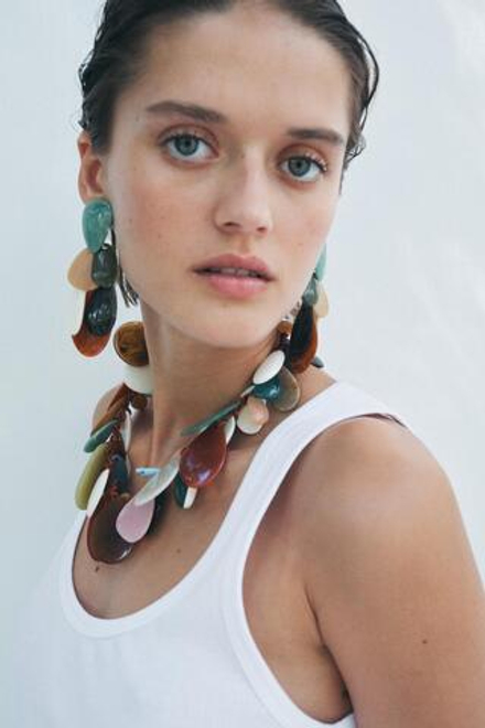 ZARA СЕРЬГИ С ПЛАСТИКОВЫМИ ДЕТАЛЯМИ, РАЗНОЦВЕТНЫЙ