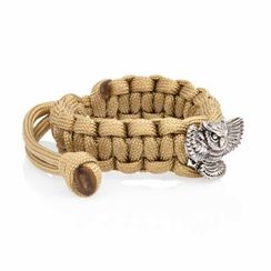 Браслет с шармом Сова из мельхиора - армейский паракорд