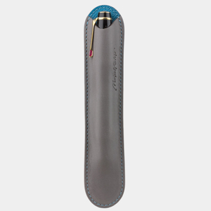 Чехол кожаный для ручки Plume Bicolor серого цвета