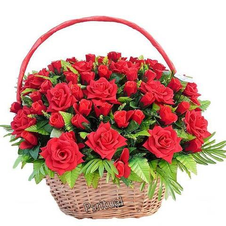 Корзина соломенная большая (красная)