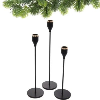 Подсвечники «ENGLISH STYLE» 9*22/27/33 см (набор 3 шт), Черный