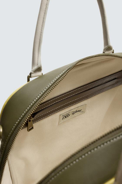 ZARA HARRY LAMBERT X DISNEY КОЖАНАЯ СУМКА-ШОПЕР, КОРИЧНЕВЫЙ