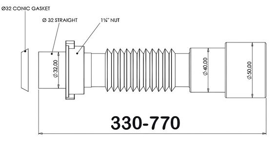 Труба гибкая раздвижная BETTOSERB 770мм 1"1/4 40/50 41007