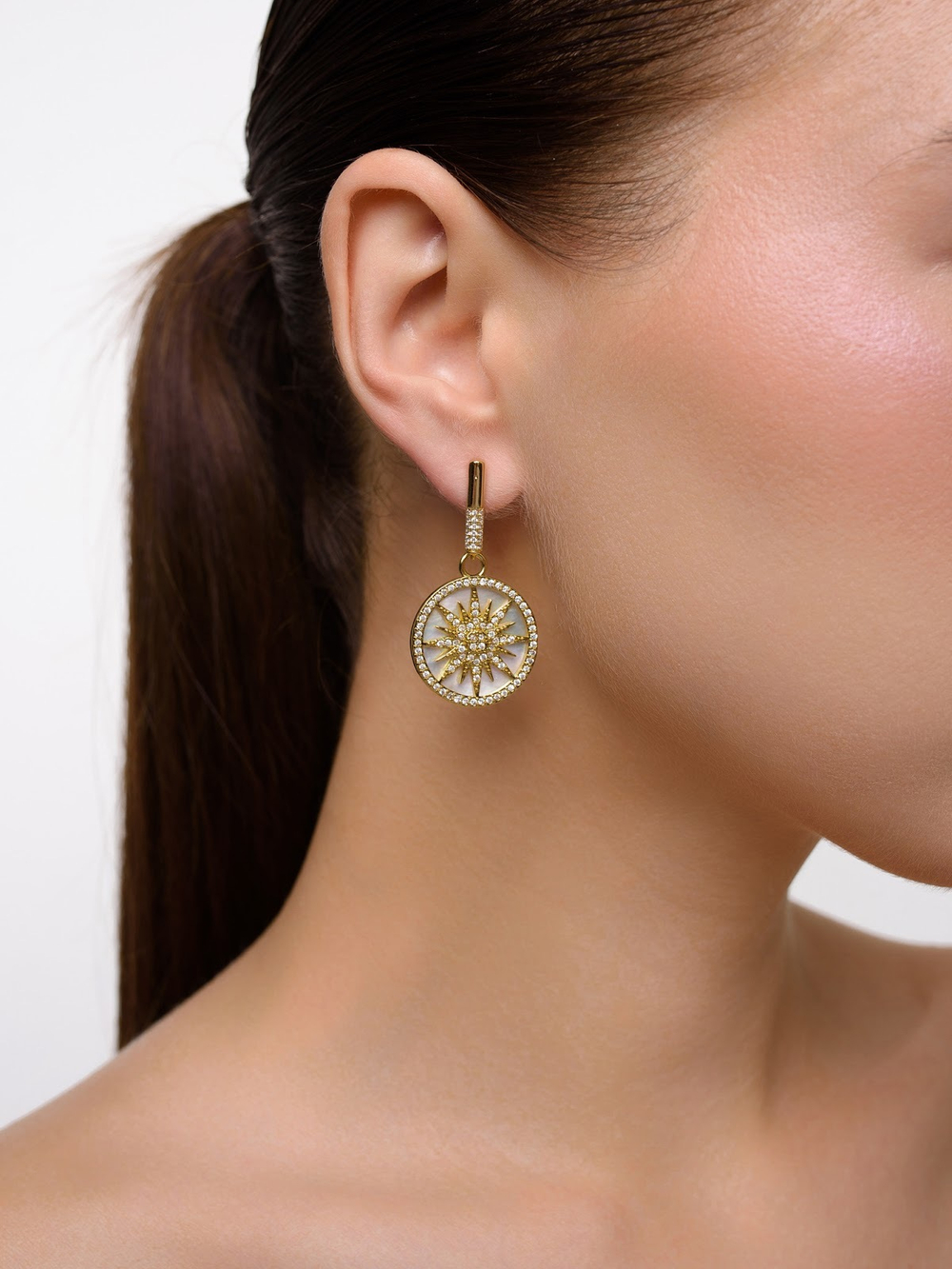 Серьги "Sun white pearl" Gold