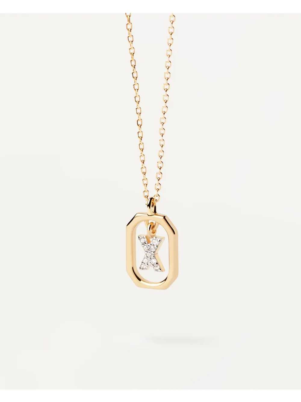 Колье женское PDPaola Мини-Буква X серебро 925 пробы покрытое золотом 750 пробы CO01-535-U