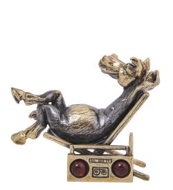 Народные промыслы AM-4249 Фигурка «Лошадь Меломан» (латунь, янтарь)