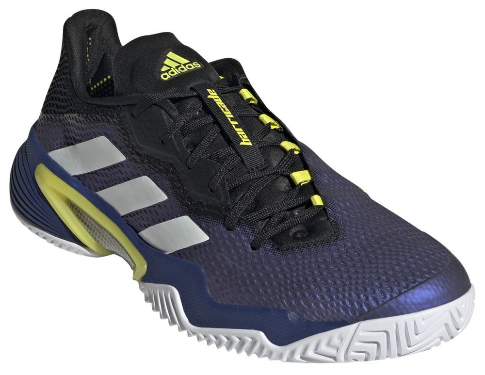 Мужские кроссовки теннисные Adidas Barricade M - black blue met/cloud white/acid yellow