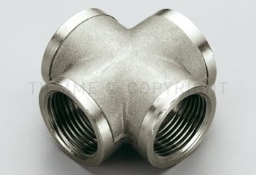 Крестовина латунная Tiemme 3/4" ВР с внутренней резьбой никелированная фитинг 1500304