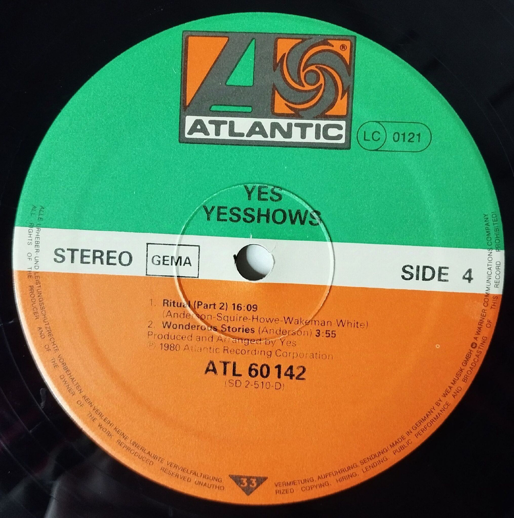 Винтажная виниловая пластинка LP Yes Yesshows (Germany 1980)