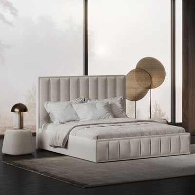 Кровать Эмили в бежевом велюре-букле 160